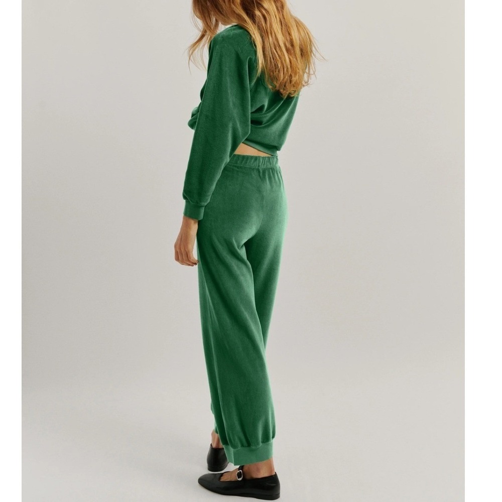 Suze Kondi Velour Tracksuit Set Lime Green Raglan Sweatshirt Harem Joggers XS - Picture 3 of 13